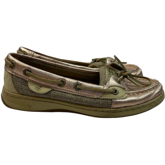 Sperry Top Sider Angelfish Rose Gold Leather Boater Shoes Women's Size 5M - Picture 1 of 8